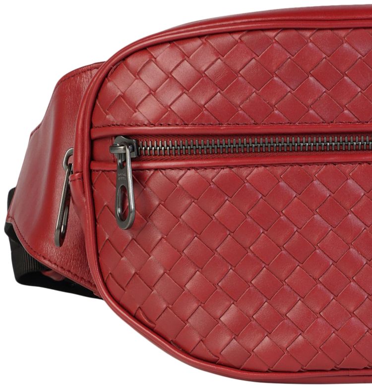 Bottega Veneta Intrecciato Woven Belt Bag Red