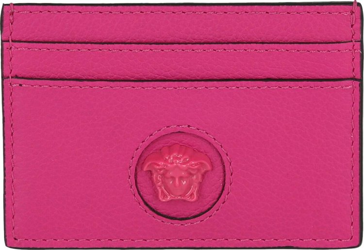 NEW $375 VERSACE Red Leather GOLD BAROCCO V LOGO VIRTUS Lanyard ID CARD  CASE