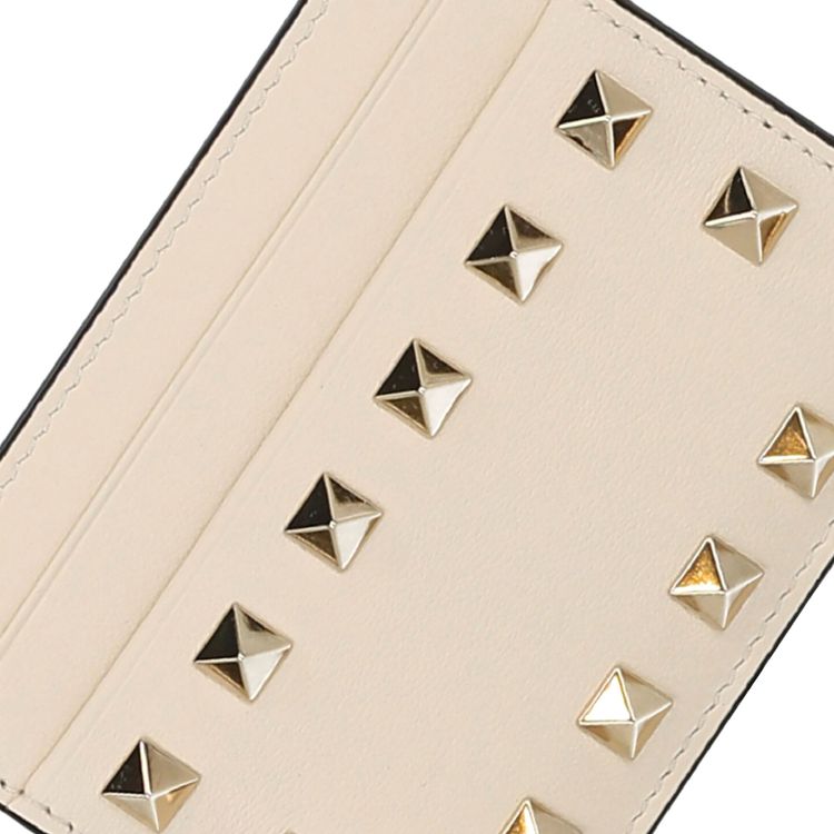 Valentino Vitello Rockstud Card Holder White
