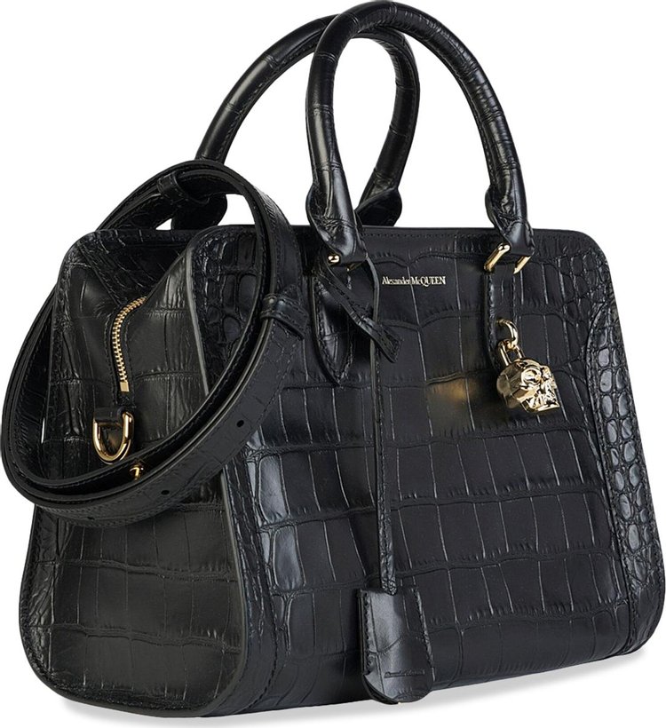 Alexander McQueen Small Pebbled Satchel Black