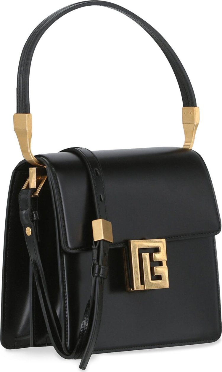 Balmain Ely Leather Shoulder Bag Black