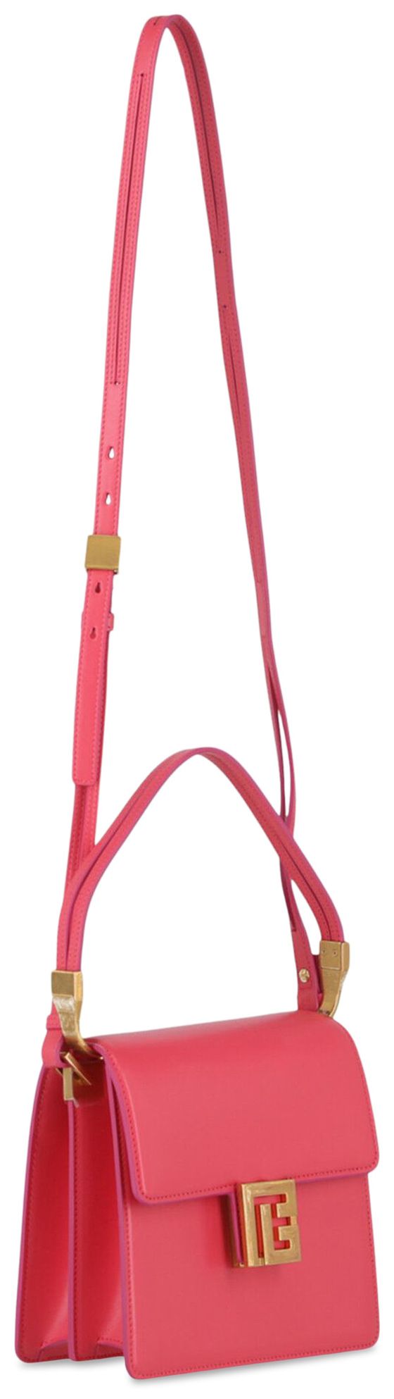 Balmain Ely Leather Shoulder Bag Pink