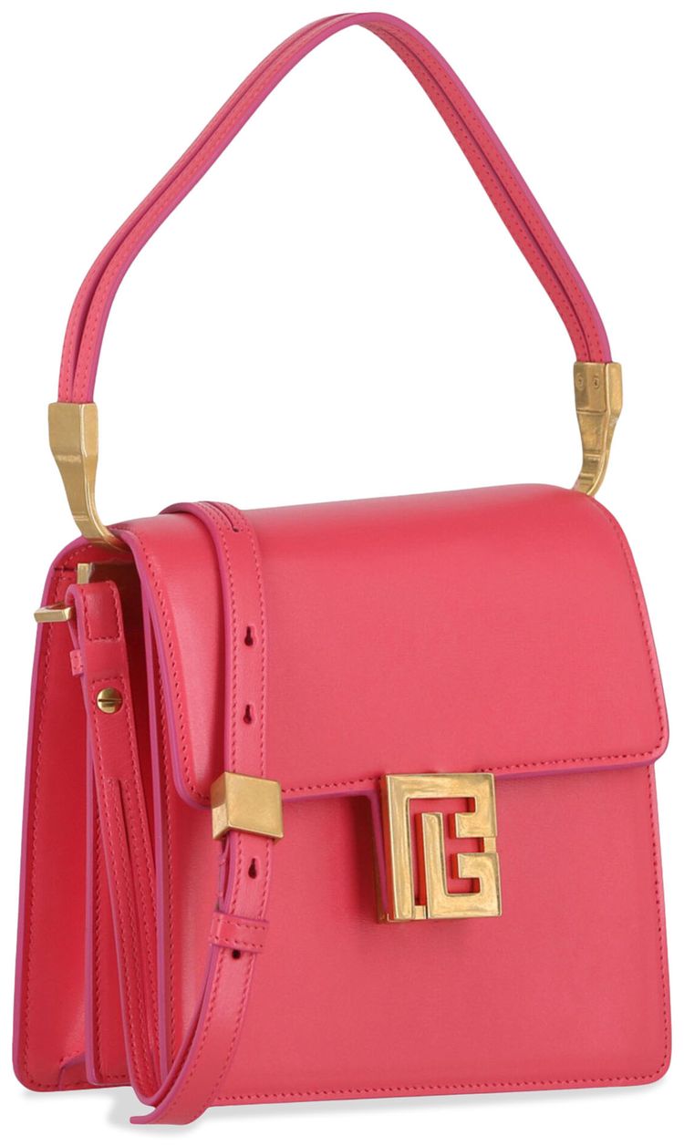 Balmain Ely Leather Shoulder Bag Pink
