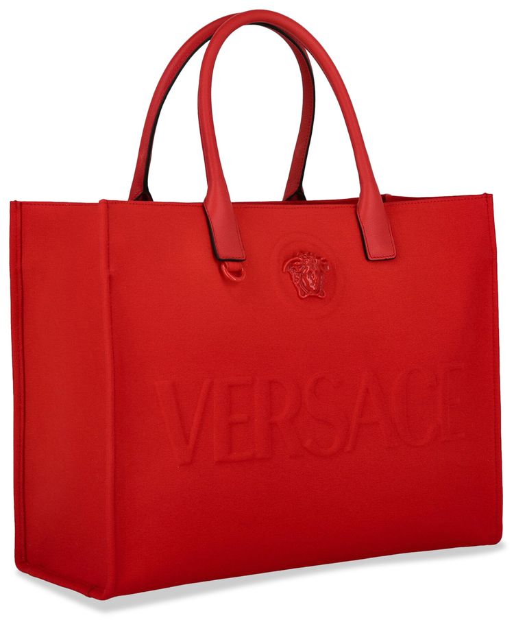 Versace La Medusa Canvas Tote Bag Red