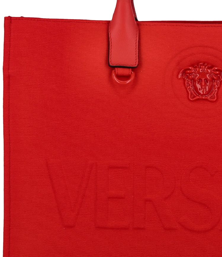 Versace La Medusa Canvas Tote Bag Red