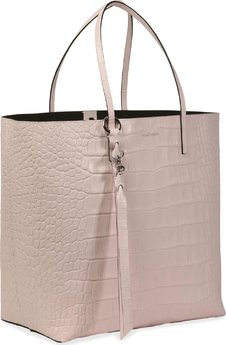 Alexander McQueen Skull Croc Embossed Tote Pink