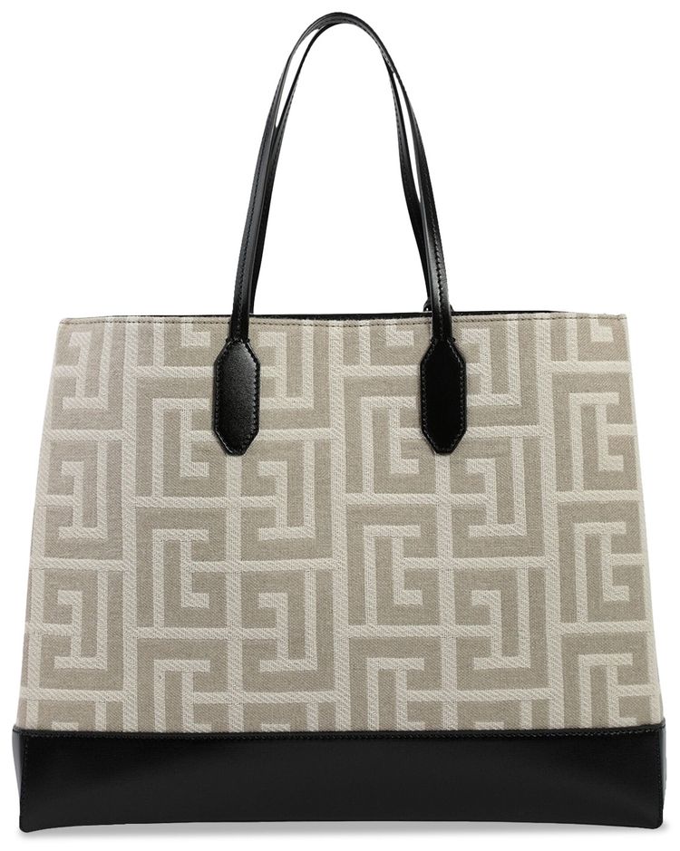 Balmain Monogram Jacquard Shopper Bag Black