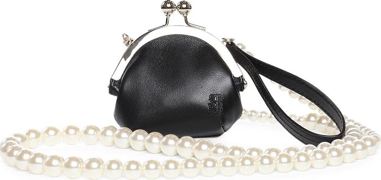 Simone Rocha Snap Coin Purse With Pearl Crossbody And Embroidered Wristlet 'Black/Pearl'