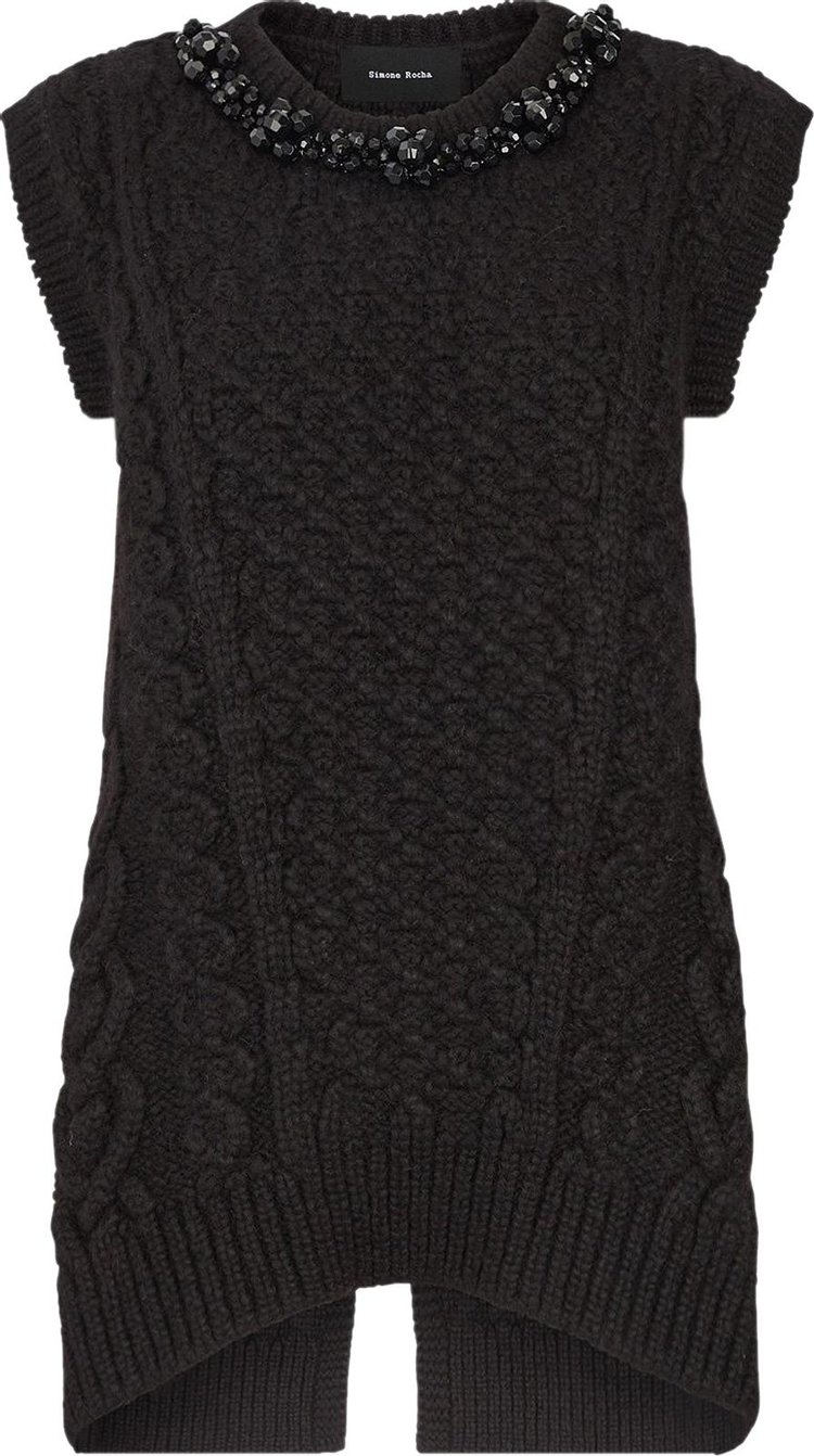 Simone Rocha Sculpted Vest With Back Button Detail 'Black/Jet'