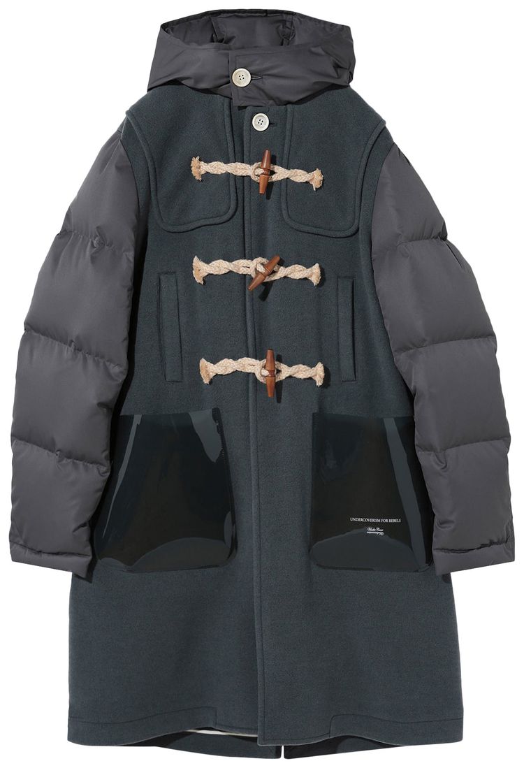 Undercover Horn Button Coat With Padded Sleeve BlueGrey