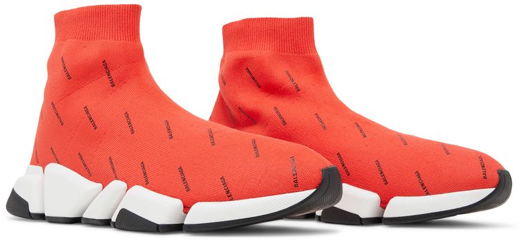 Balenciaga Speed 20 Sneaker All Over Logo   Intense Red