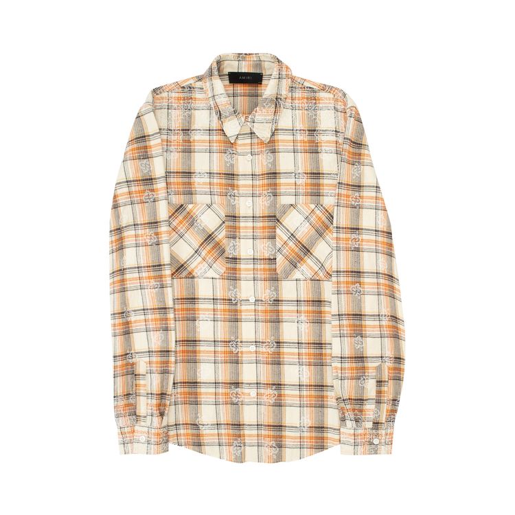 Amiri Bleach Bandana Plaid Shirt Alabaster