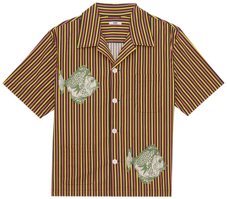 Bode Fish Applique Short Sleeve Shirt Multicolor