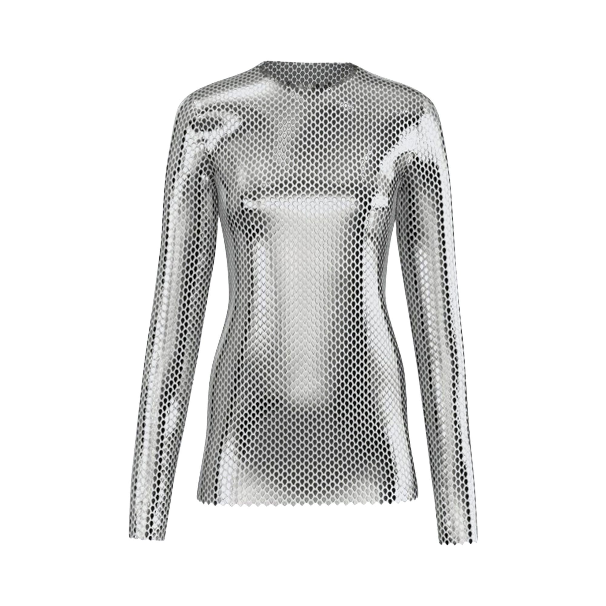 Buy Burberry Metallic Paillette-Embellished Mesh Top 'Silver