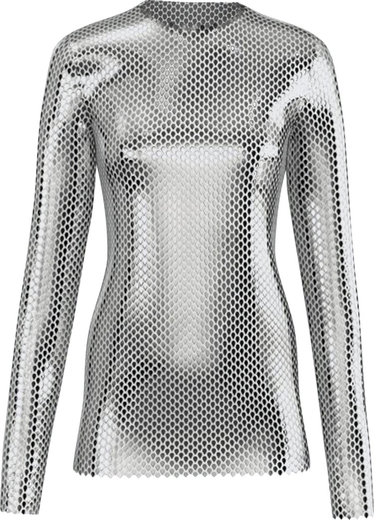Burberry Metallic Paillette-Embellished Mesh Top 'Silver'