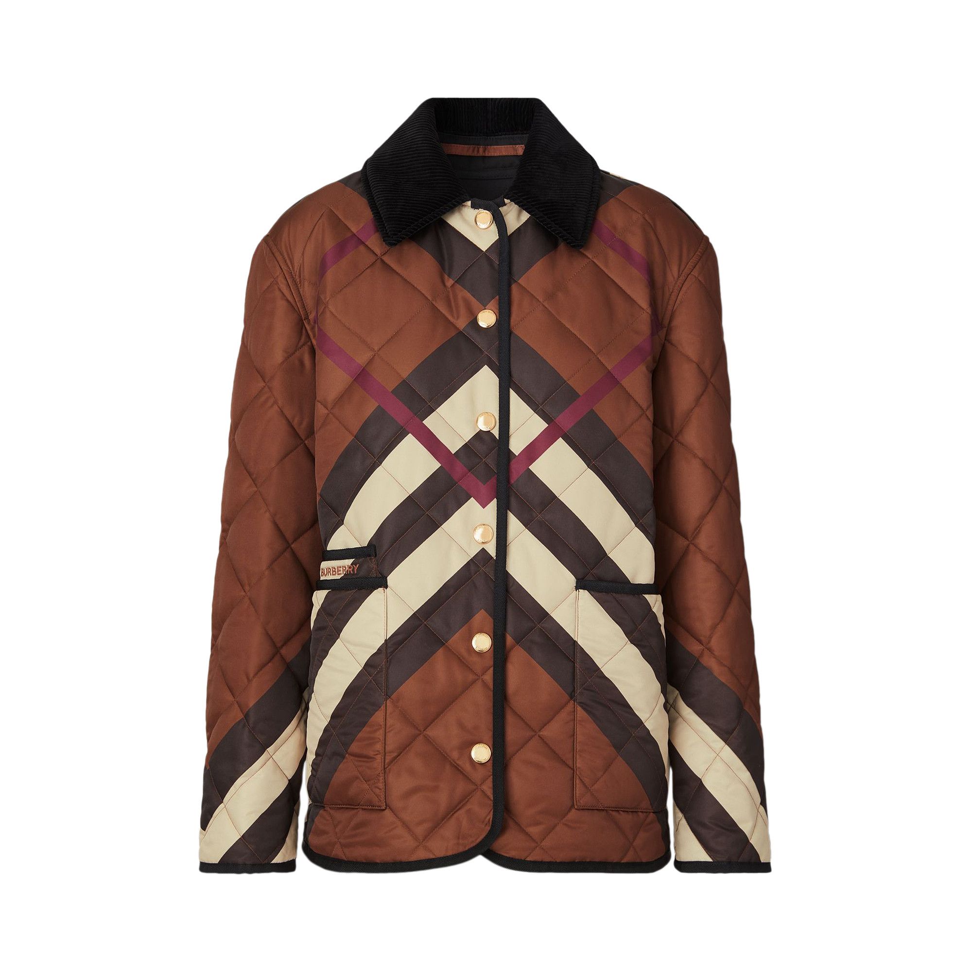 Buy Burberry Chevron Check Diamond Quilted Jacket Dark Birch Brown 8055436 GOAT