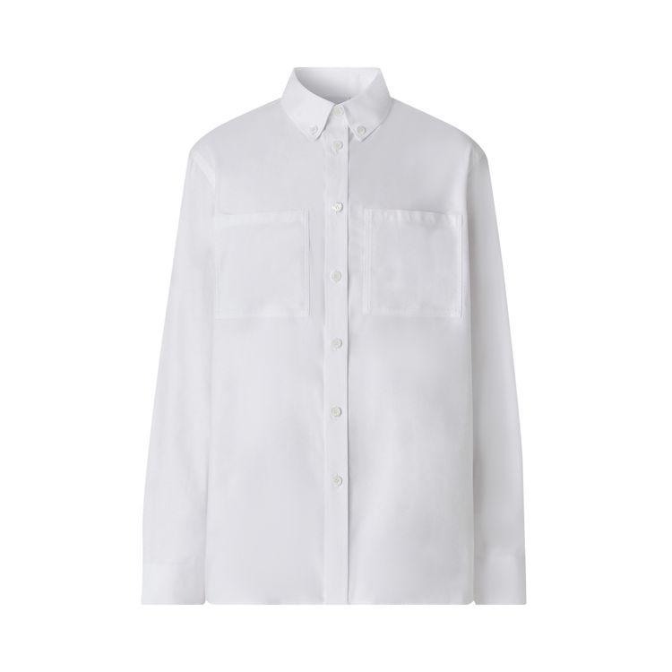 Burberry Ekd Print Oxford Oversized Shirt Optic White