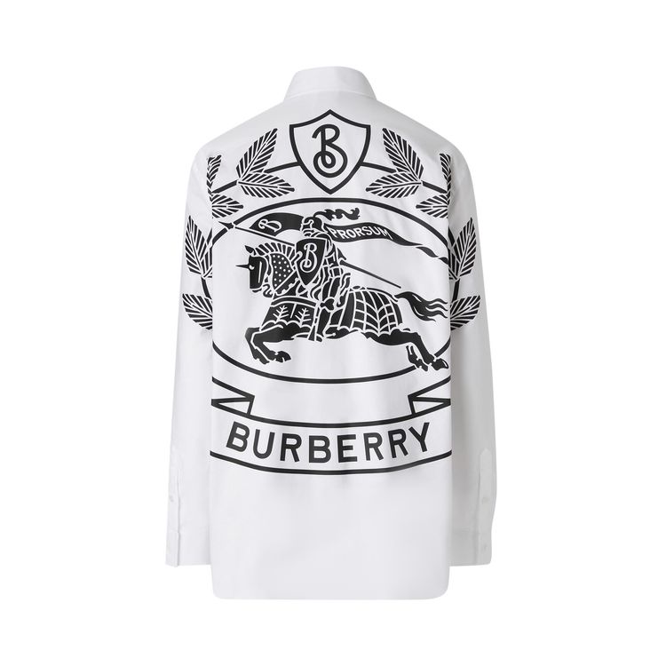 Burberry Ekd Print Oxford Oversized Shirt Optic White