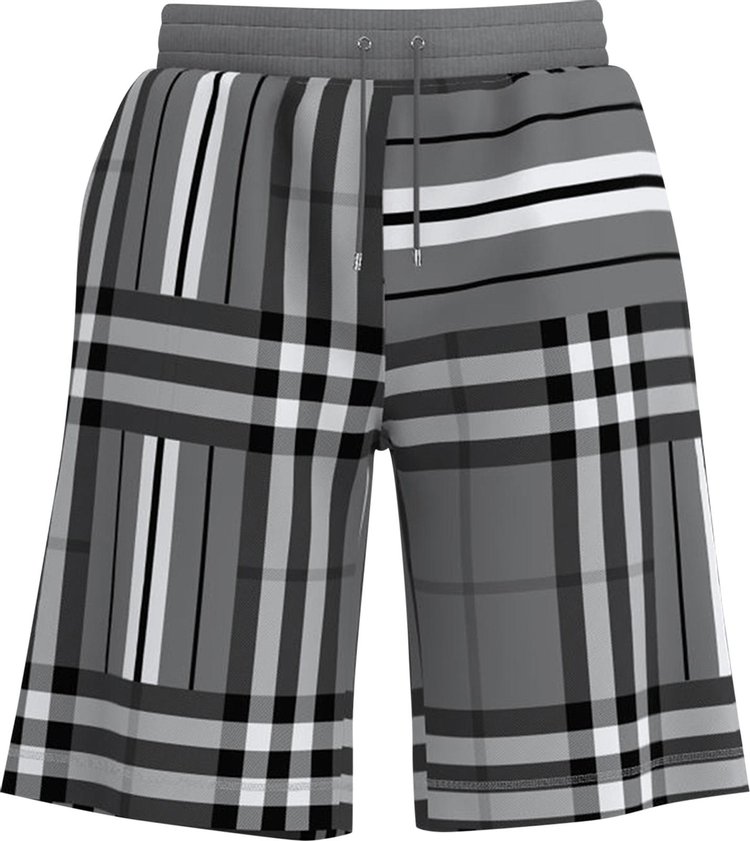 Burberry Check And Stripe Jacquard Shorts 'Dark Grey Melange'