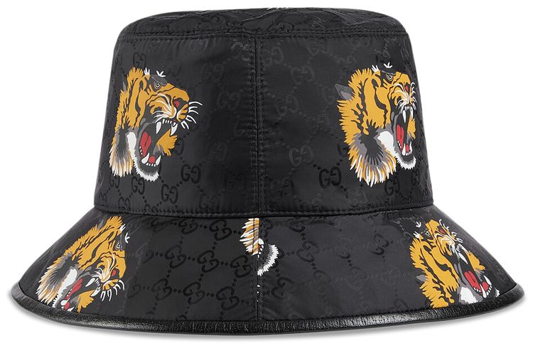 Gucci GG Bucket Hat With Tiger Print Black