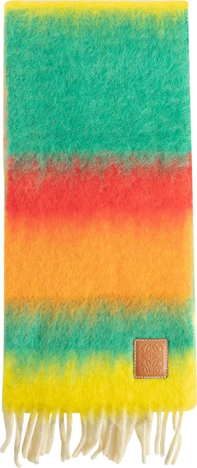 Loewe Stripe Mohair Scarf 'Green/Multicolor'