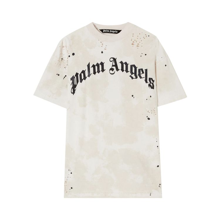 Palm Angels Glittered Logo Classic Tee Off White