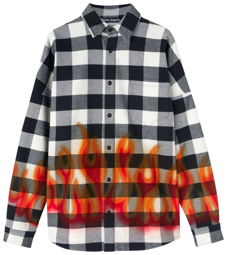 Palm Angels Burning Logo Overshirt BlackRed