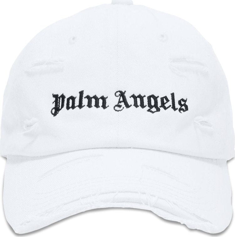 Palm Angels Ripped Logo Cap 'White/Black'