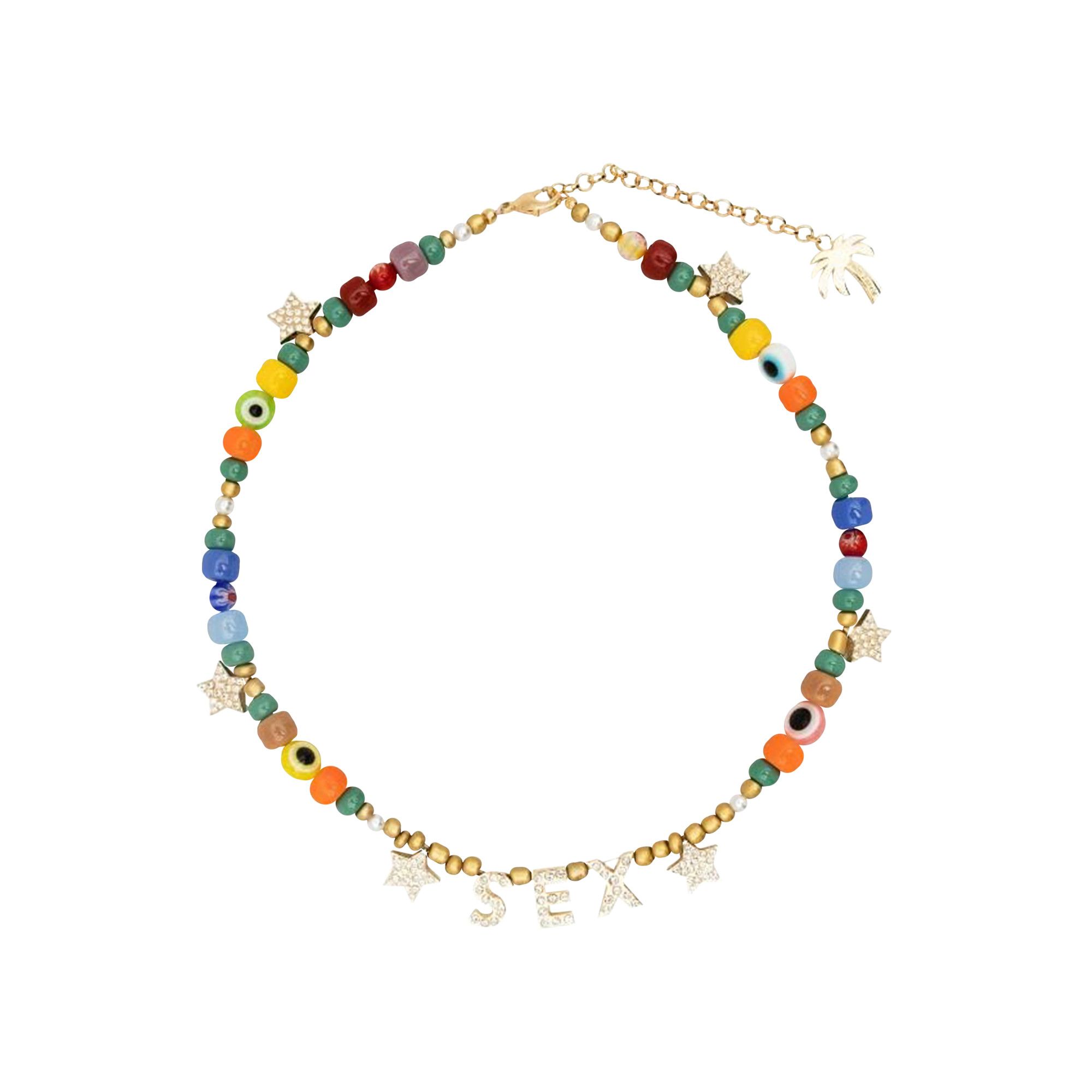 Buy Palm Angels Sex Beads Necklace 'Gold/Multicolor