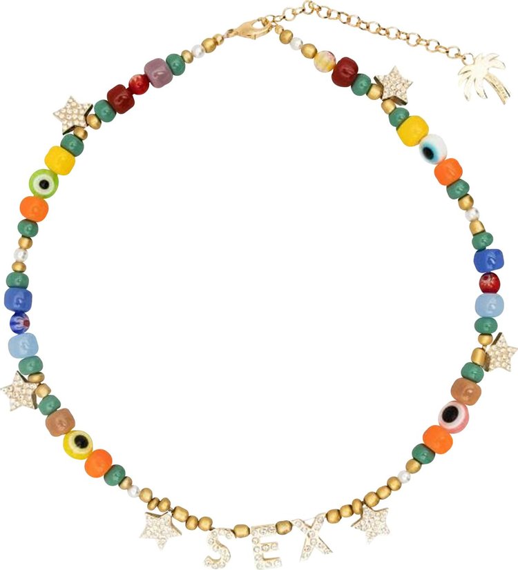 Palm Angels Sex Beads Necklace 'Gold/Multicolor'