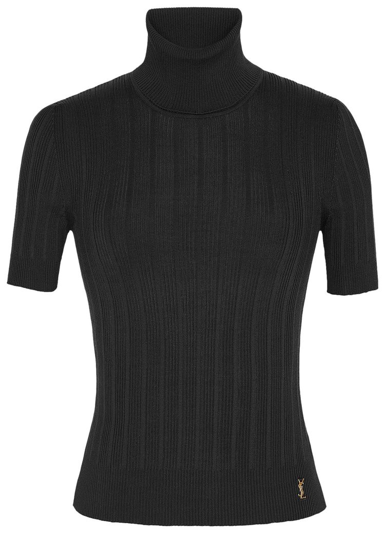 Saint Laurent Monogram Top In Ribbed Noir