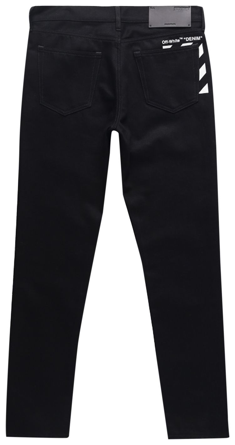 Off White Diag Pocket Skinny Jeans BlackWhite