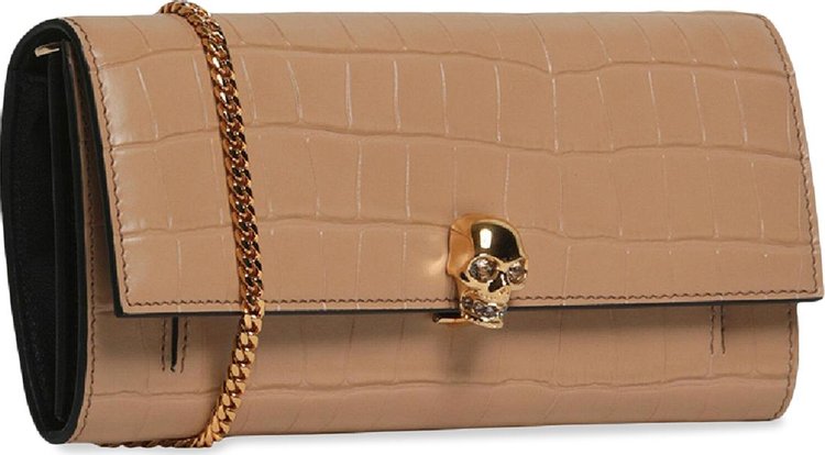 Alexander McQueen Skull Chain Wallet Beige