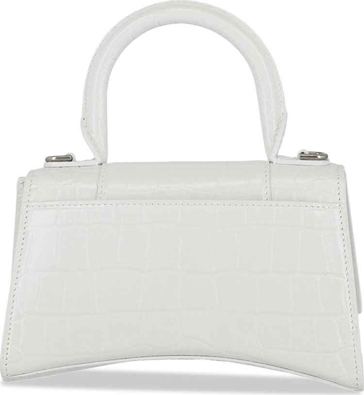 Balenciaga Hourglass XS Croc Embossed Top Handle Bag White