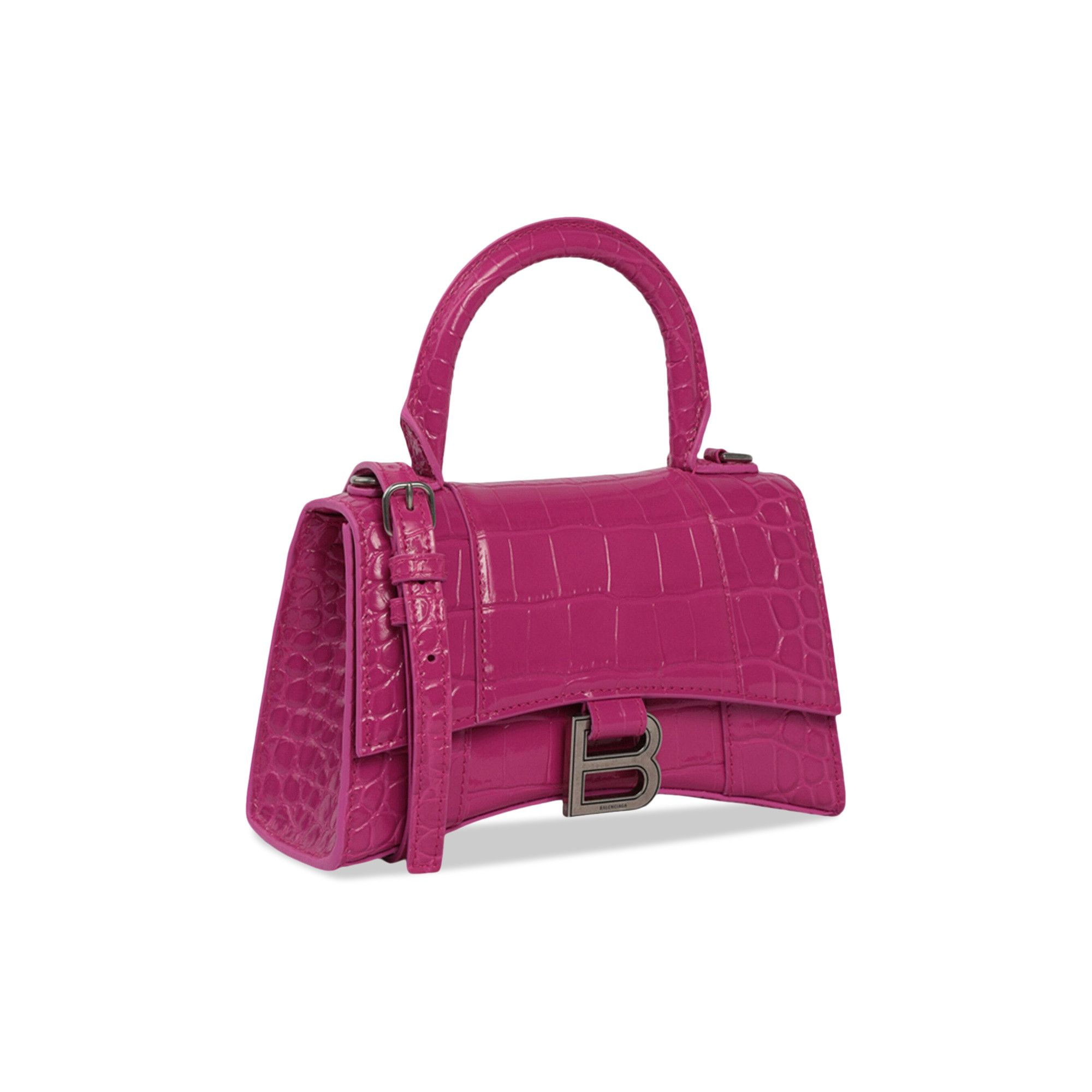 Buy Balenciaga Hourglass XS Croc Embossed Top Handle Bag 'Pink