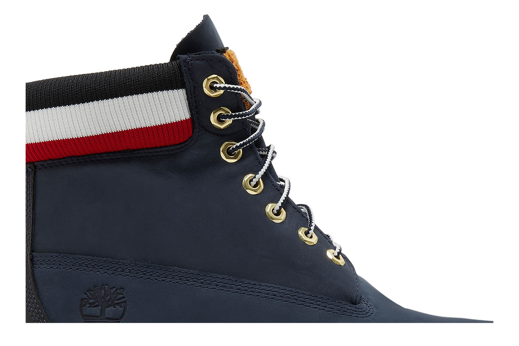 Navy blue and red timberlands best sale