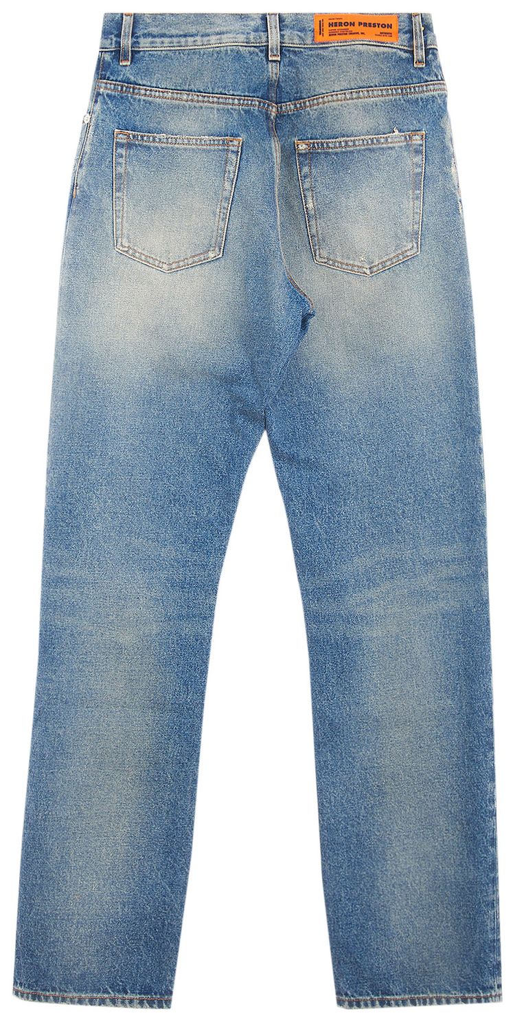 Heron Preston Distressed Regular Jeans Vintage Blue