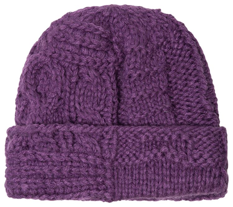 Stussy Knit Patchwork Beanie Purple