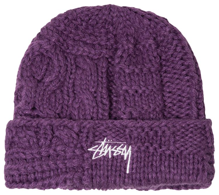 Stussy Knit Patchwork Beanie Purple