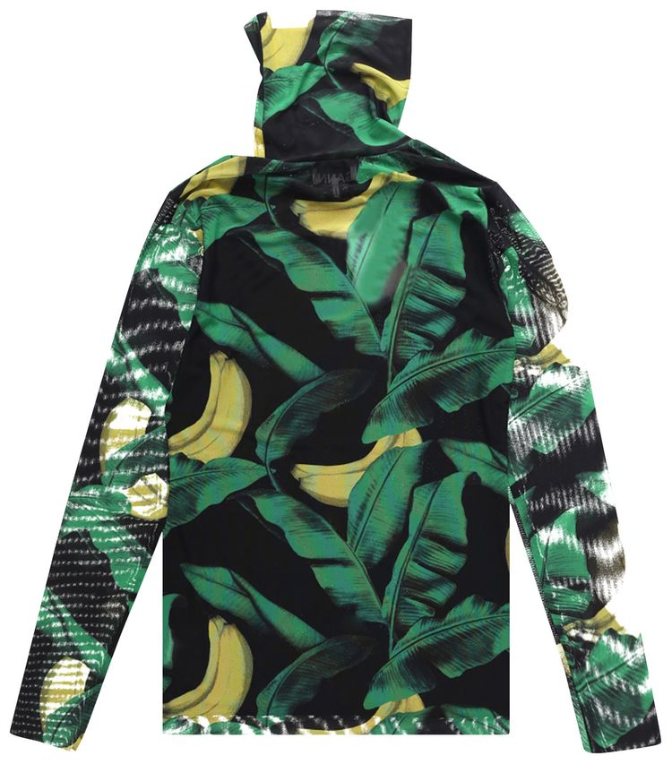 GANNI Printed Mesh Top Black