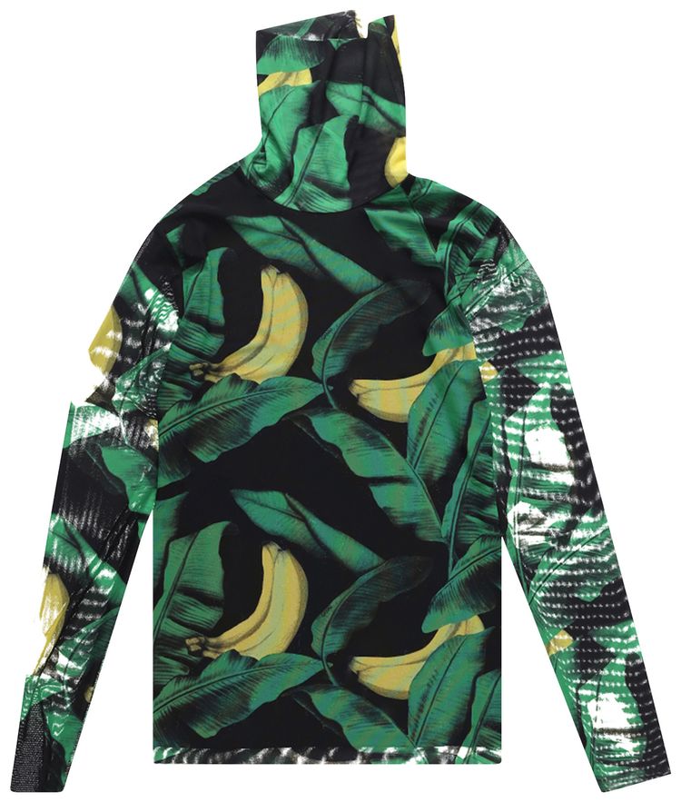 GANNI Printed Mesh Top Black