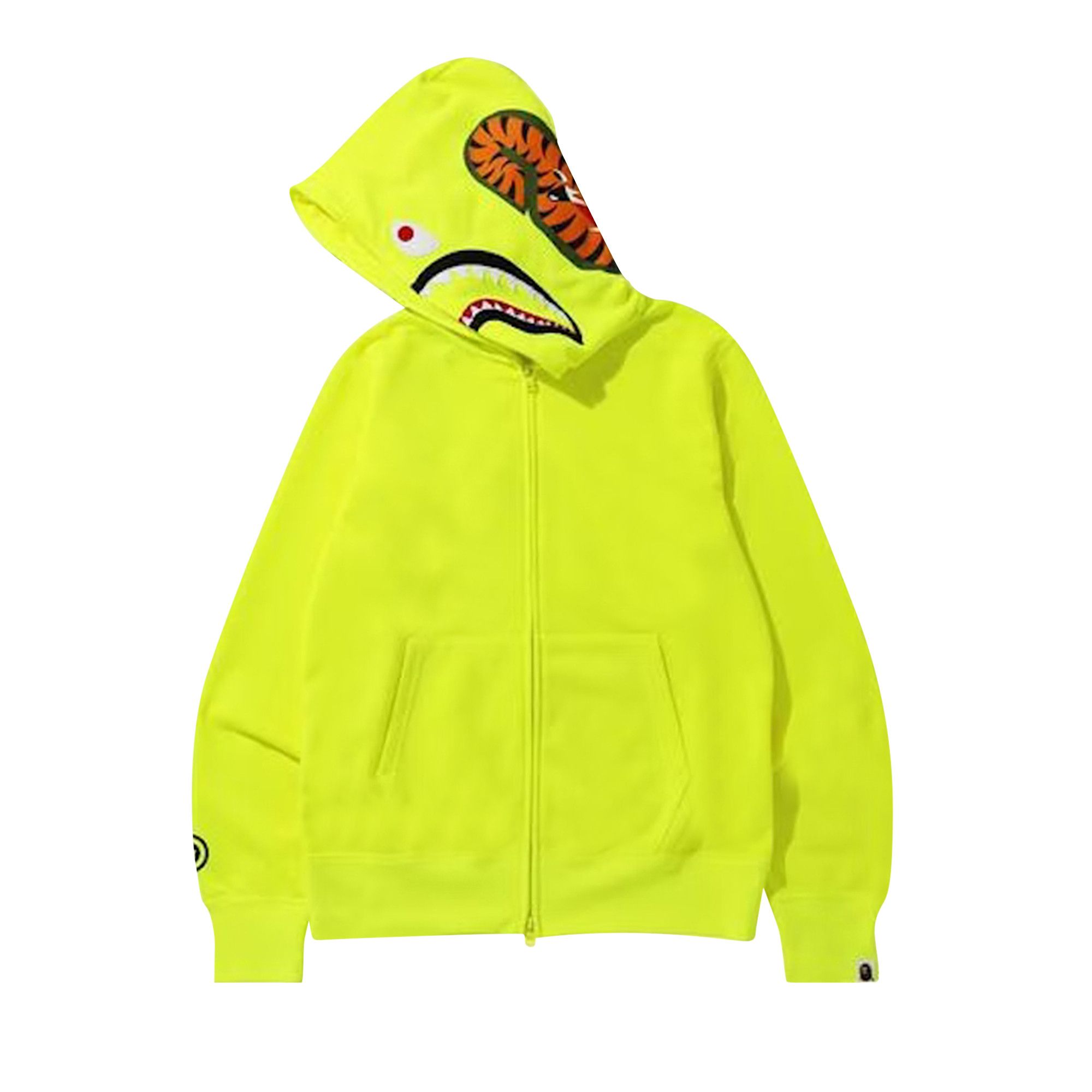 Size xl BAPE Neon Shark Full Zip Hoodie Yellow