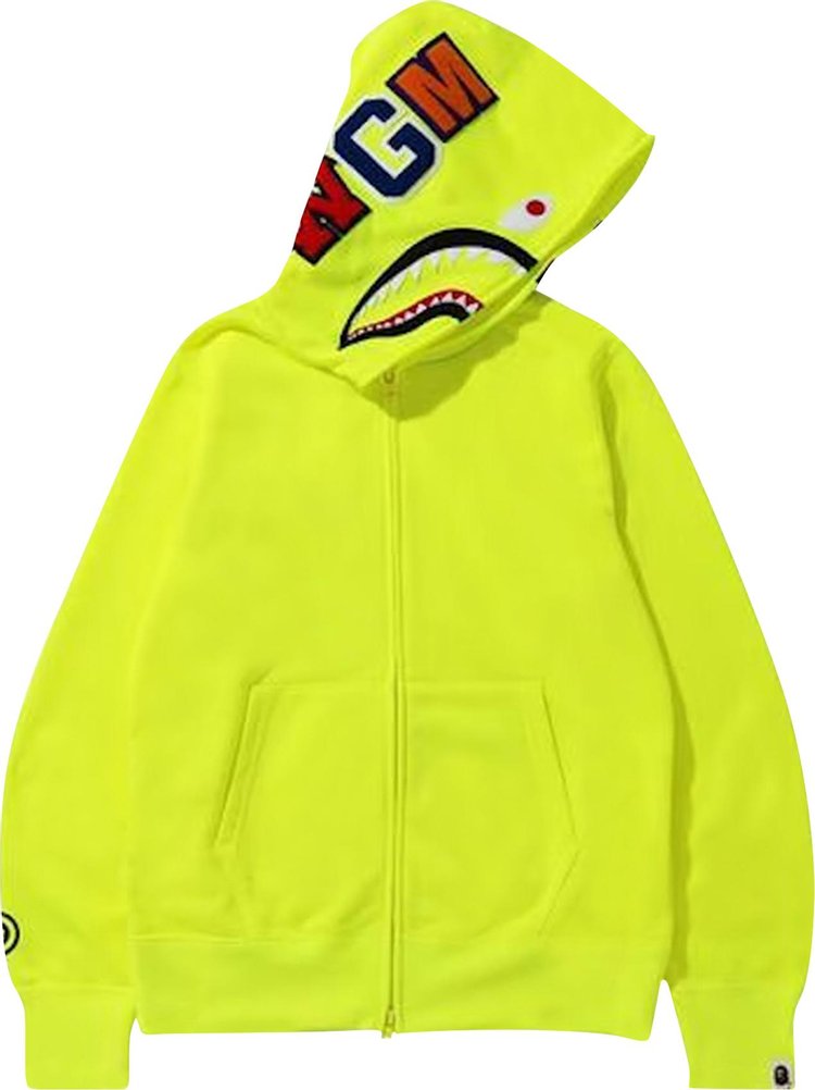 BAPE Neon Shark Full Zip Hoodie 'Yellow'