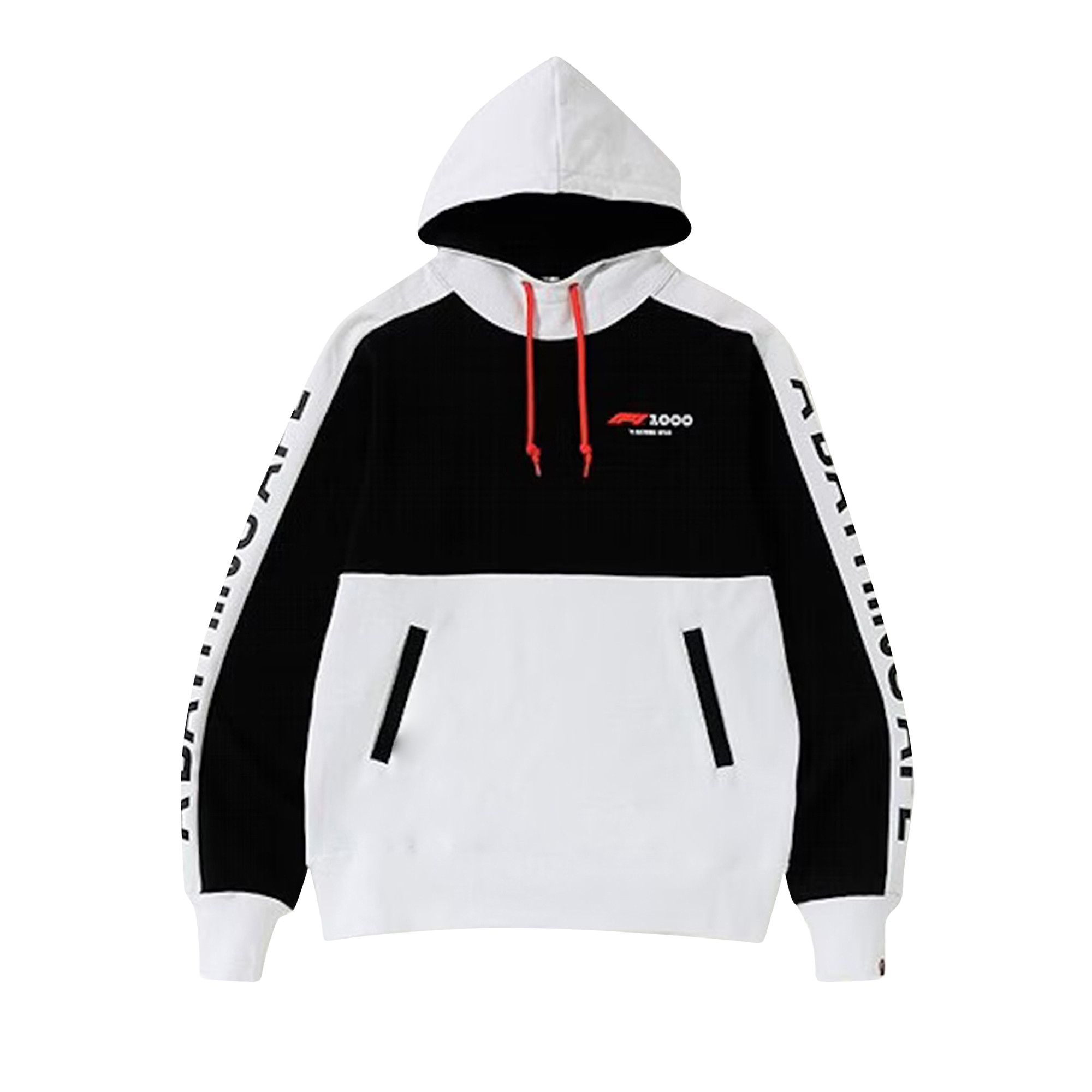 Buy BAPE x F1 1000 Two Tone Pullover Hoodie Black White 0039 1FW190106XF1T BLAC GOAT