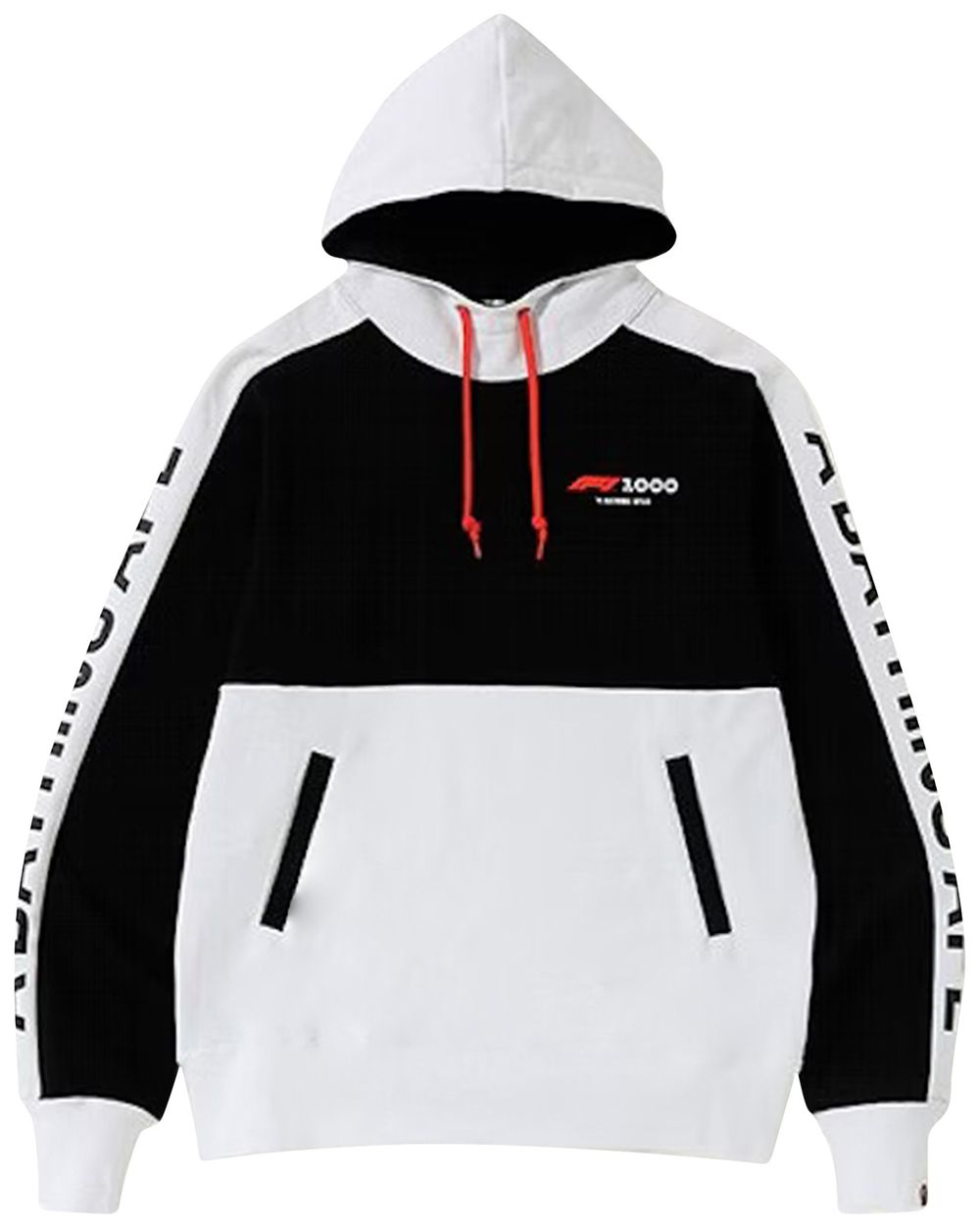 Buy BAPE x F1 1000 Two Tone Pullover Hoodie 'Black/White' - 0039 1FW190106XF1T BLAC | GOAT