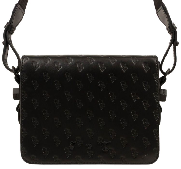 Off White Leather Logo Embossed Bag Black