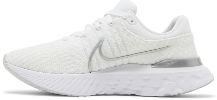 Nike Wmns React Infinity Run Flyknit 3 White Metallic Silver