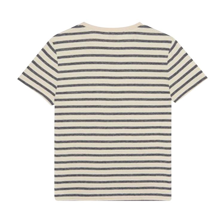 Saint Laurent Striped Monogram T Shirt WhiteBlue