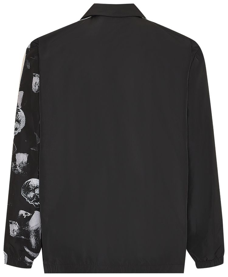 Palm Angels Skull Sleeve Print Coach Shirt Jacket WhiteBlack