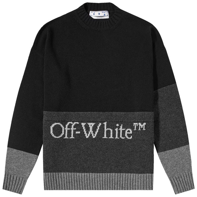 Off White Blocked Knit Crewneck BlackWhite